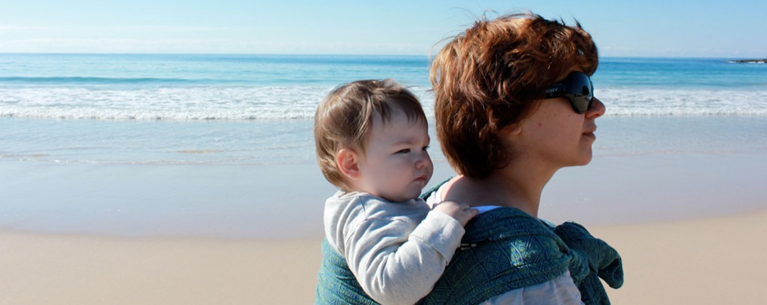 Using a baby carrier at the beach