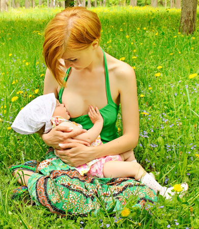 Breastfeeding in a field